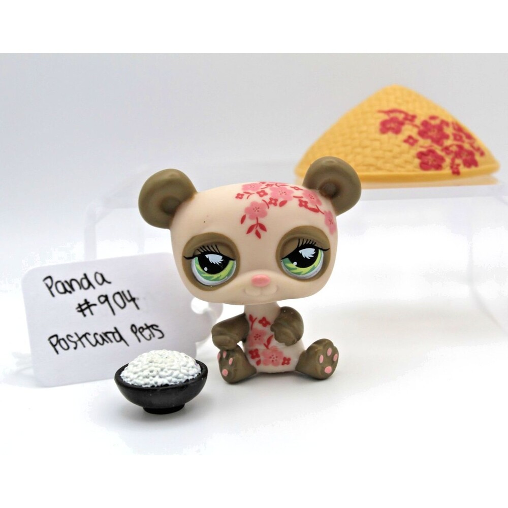 Littlest Pet Shop LPS #904 Panda Postcard Pets Hat Accessories Authentic Hasbro